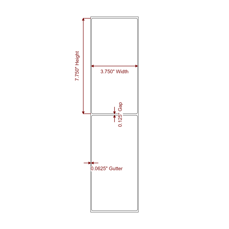 3.75" x 7.75" Inkjet Label Rolls | Fits Epson ColorWorks, VIPColor & Primera - Label Diagram