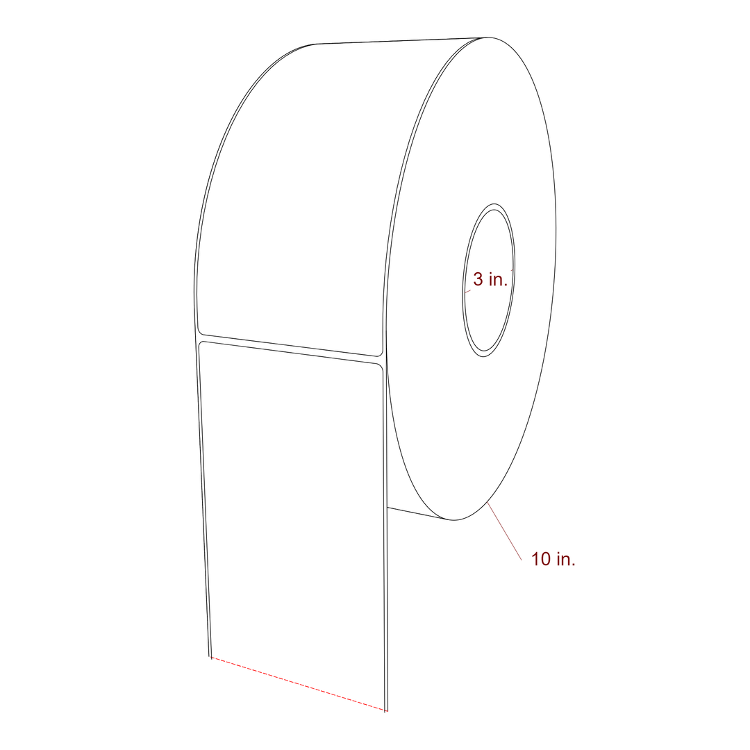 3.75 Inch x 7.75 Inch Rectangle Inkjet Label Roll - 3 Inch Core - 10 Inch Roll OD - 3D Perspective