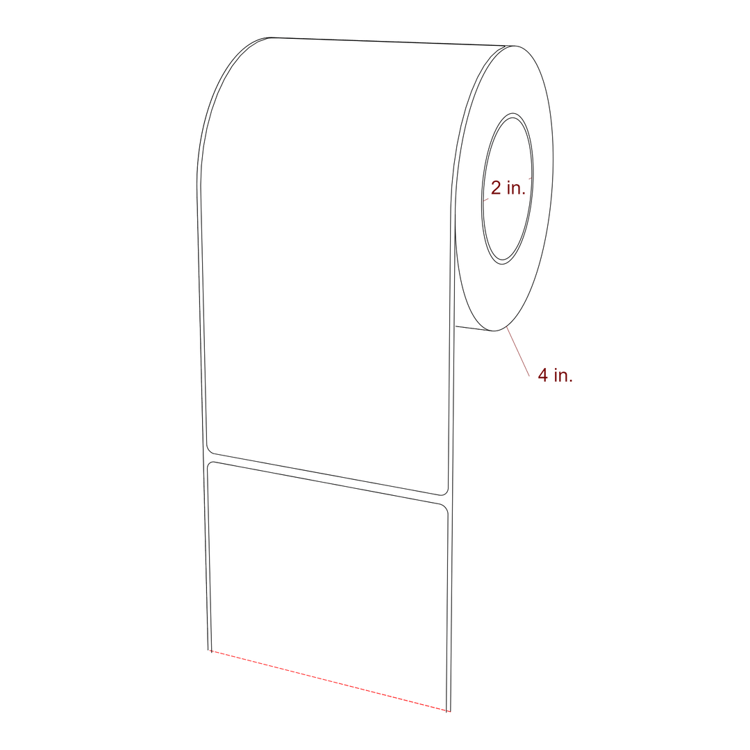 3.75 Inch x 7 Inch Rectangle Inkjet Label Roll - 2 Inch Core - 4 Inch Roll OD - 3D Perspective