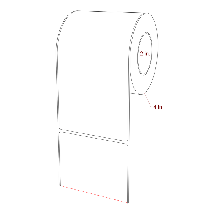 3.75 Inch x 7 Inch Rectangle Inkjet Label Roll - 2 Inch Core - 4 Inch Roll OD - 3D Perspective