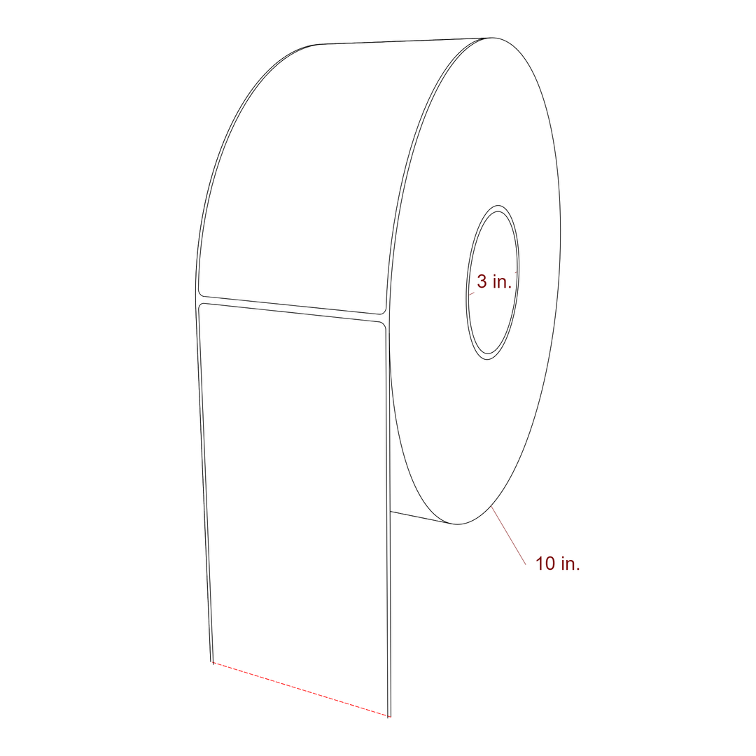 3.75 Inch x 7 Inch Rectangle Inkjet Label Roll - 3 Inch Core - 10 Inch Roll OD - 3D Perspective
