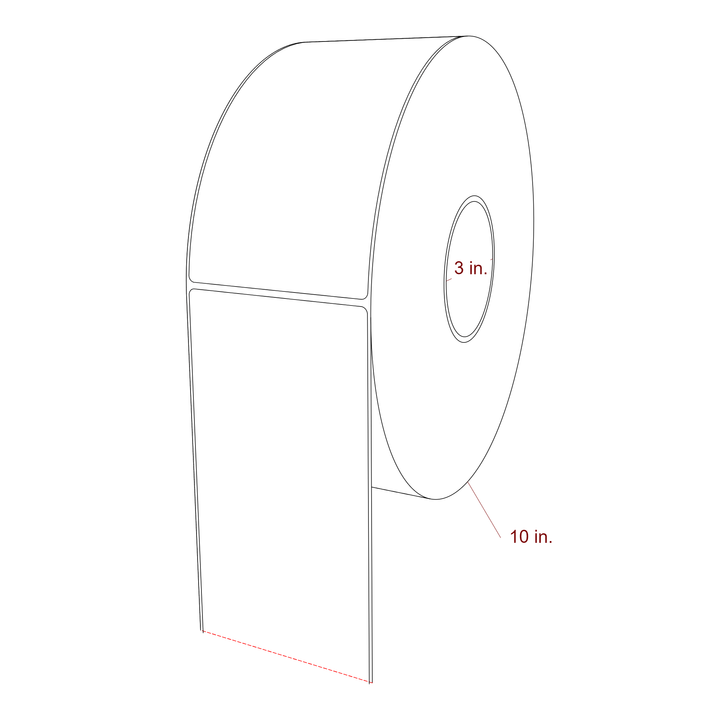 3.75 Inch x 7 Inch Rectangle Inkjet Label Roll - 3 Inch Core - 10 Inch Roll OD - 3D Perspective
