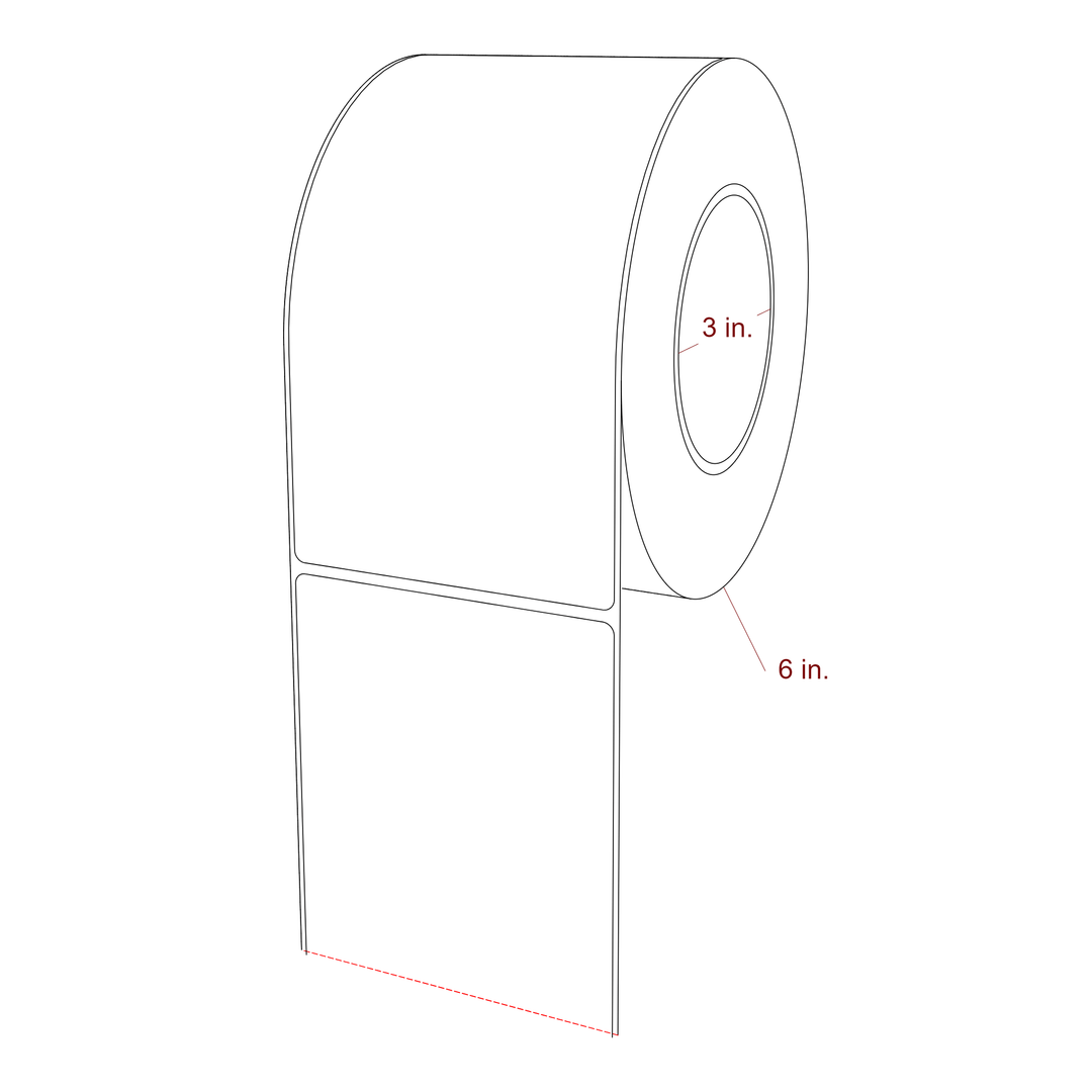 3.75 Inch x 7 Inch Rectangle Inkjet Label Roll - 3 Inch Core - 6 Inch Roll OD - 3D Perspective