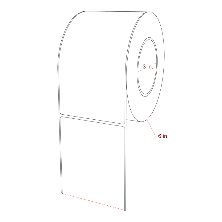 3.75 Inch x 7 Inch Rectangle Inkjet Label Roll - 3 Inch Core - 6 Inch Roll OD - 3D Perspective