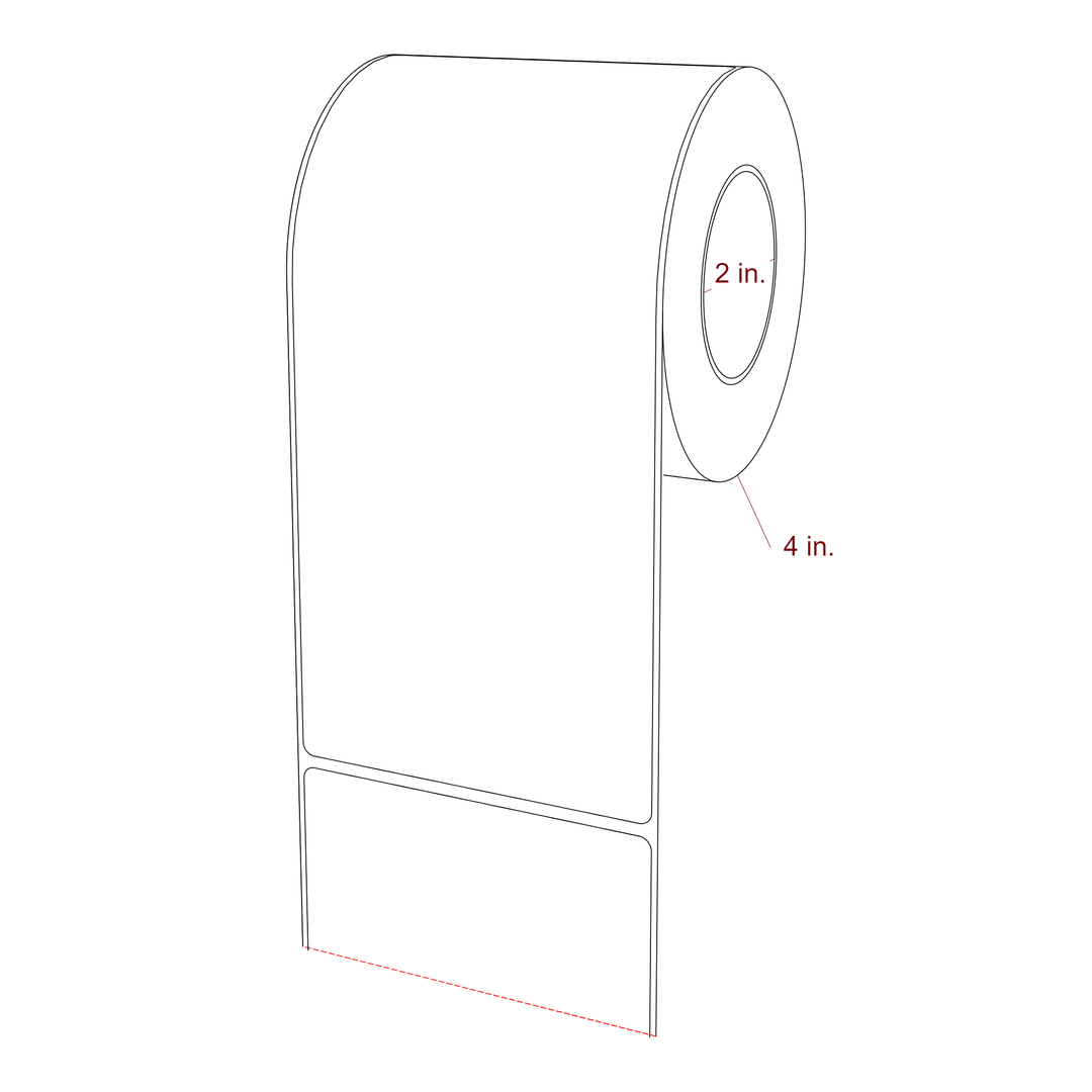 3.75 Inch x 8 Inch Rectangle Inkjet Label Roll - 2 Inch Core - 4 Inch Roll OD - 3D Perspective