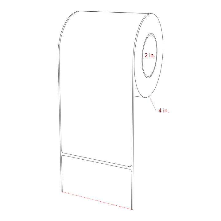 3.75 Inch x 8 Inch Rectangle Inkjet Label Roll - 2 Inch Core - 4 Inch Roll OD - 3D Perspective