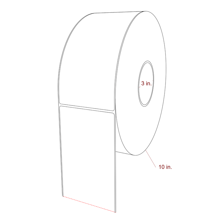 3.75 Inch x 8 Inch Rectangle Inkjet Label Roll - 3 Inch Core - 10 Inch Roll OD - 3D Perspective