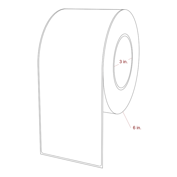 3.75 Inch x 9.75 Inch Rectangle Inkjet Label Roll - 3 Inch Core - 6 Inch Roll OD - 3D Perspective