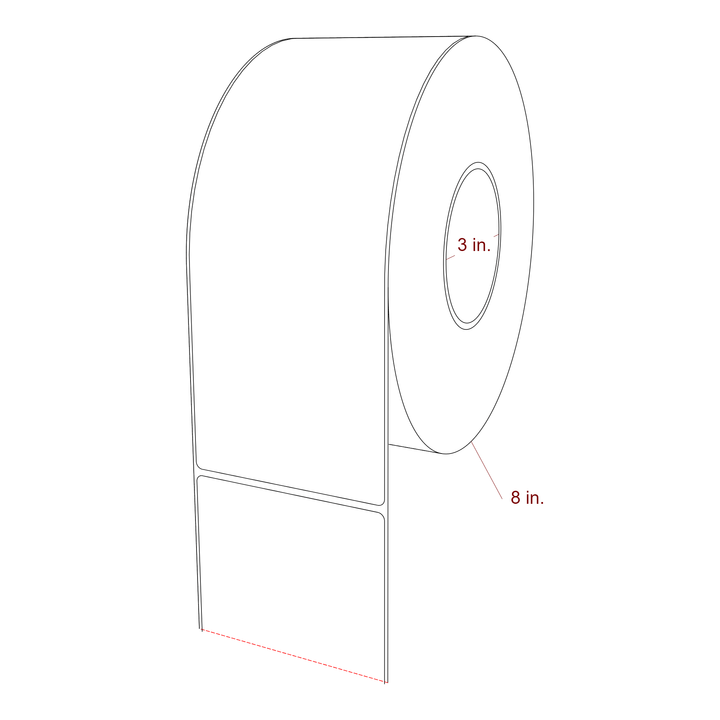 3.75 Inch x 9.75 Inch Rectangle Inkjet Label Roll - 3 Inch Core - 8 Inch Roll OD - 3D Perspective