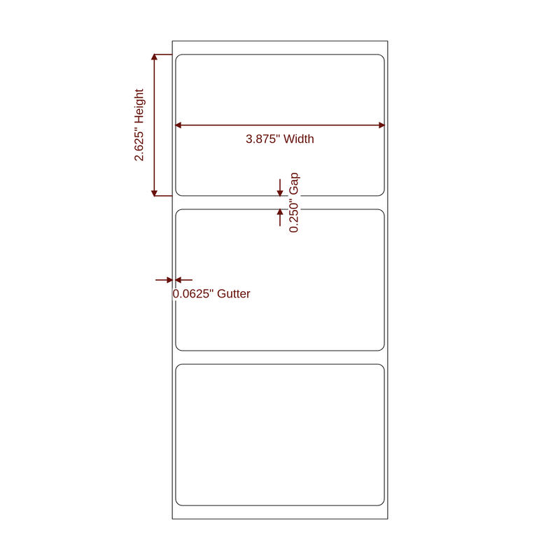 3.875" x 2.625" Inkjet Label Rolls | Fits Epson ColorWorks, VIPColor & Primera - Label Diagram