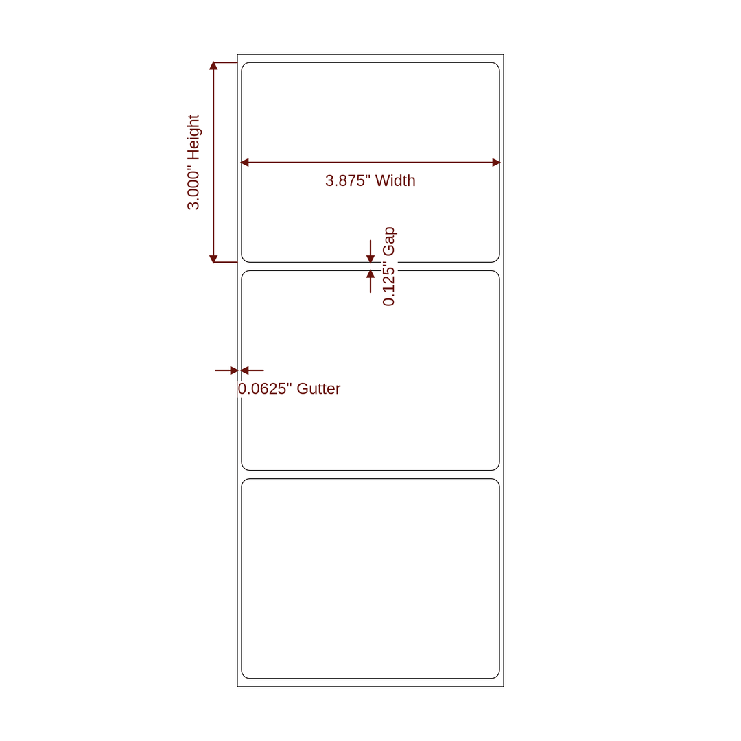 3.875" x 3" Rectangle Roll for Epson ColorWorks, VIPColor & Primera Printers; 3.875" x 3" Rectangle Label Diagram