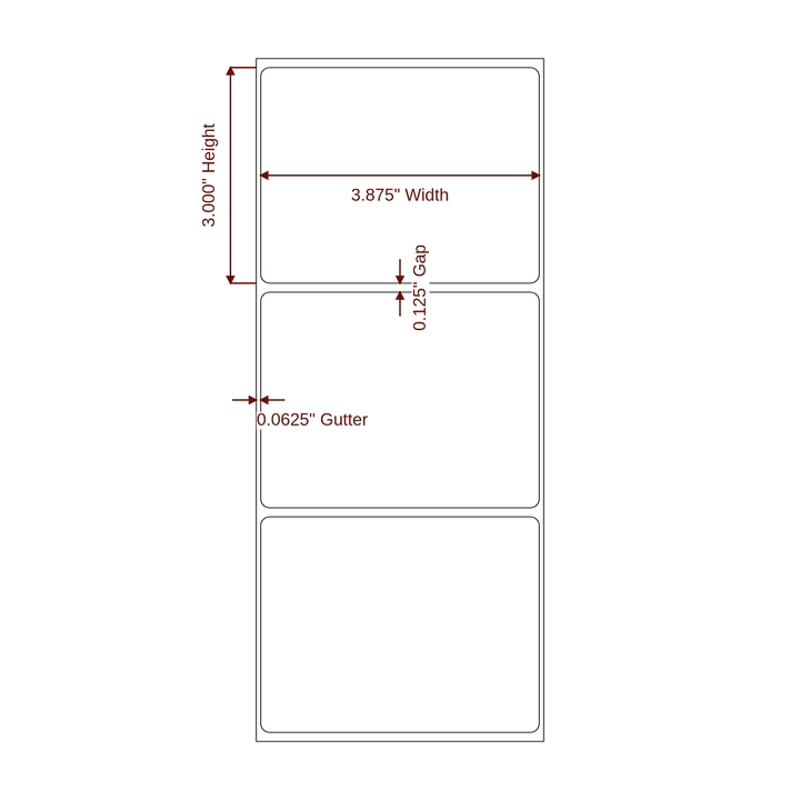 3.875" x 3" Rectangle Roll for Epson ColorWorks, VIPColor & Primera Printers; 3.875" x 3" Rectangle Label Diagram