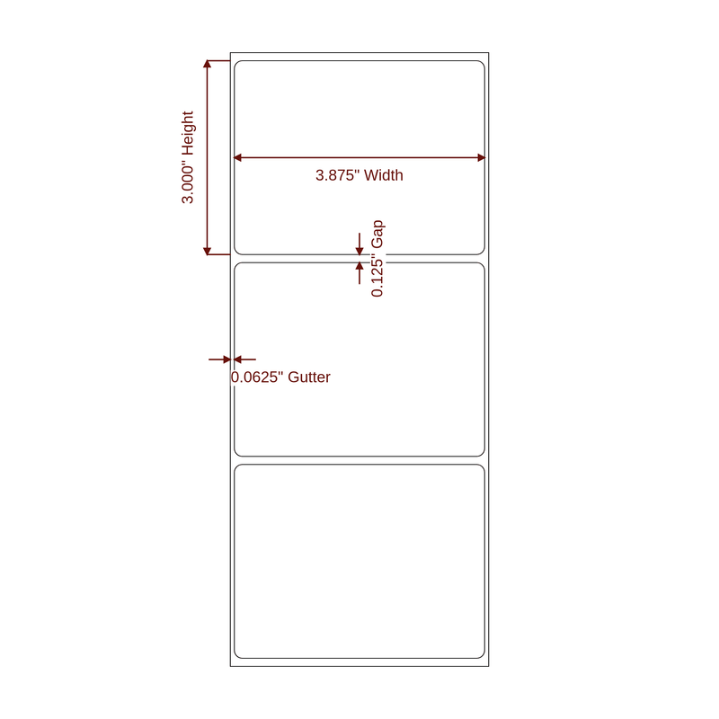 3.875" x 3" Inkjet Label Rolls | Fits Epson ColorWorks, VIPColor & Primera - Label Diagram