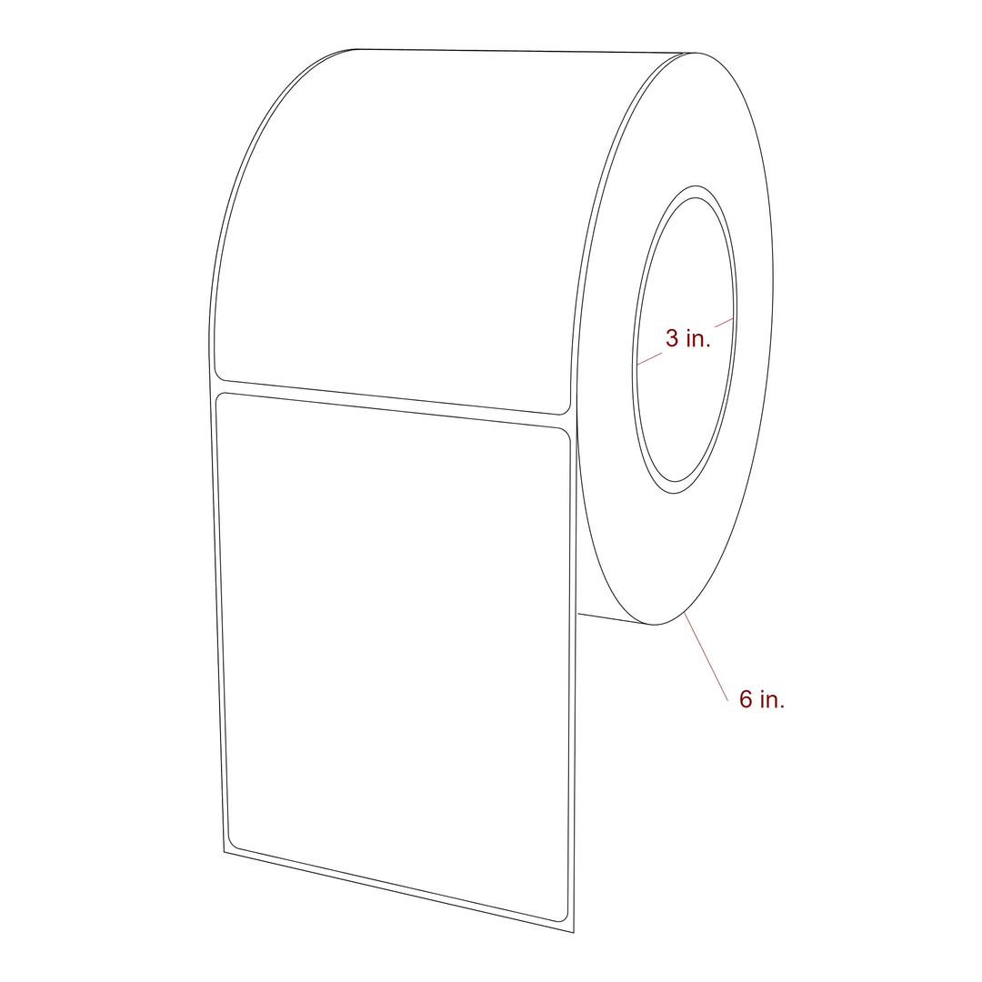 3.875 Inch x 4.875 Inch Rectangle Inkjet Label Roll - 3 Inch Core - 6 Inch Roll OD - 3D Perspective