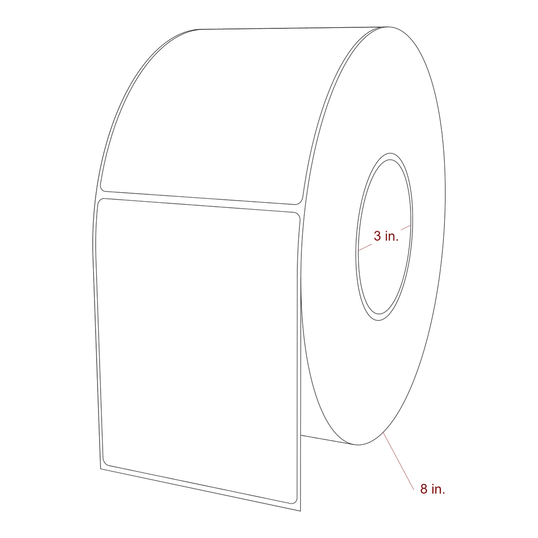 3.875 Inch x 4.875 Inch Rectangle Inkjet Label Roll - 3 Inch Core - 8 Inch Roll OD - 3D Perspective