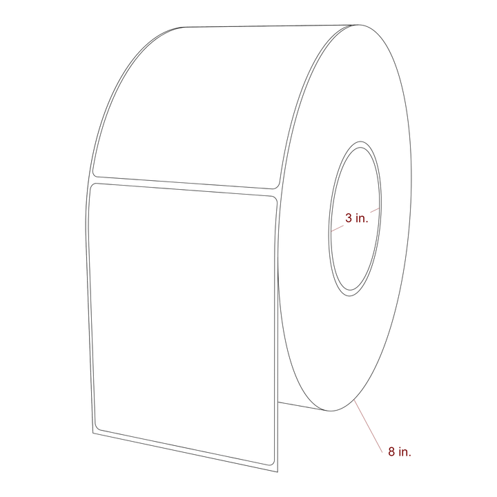 3.875 Inch x 4.875 Inch Rectangle Inkjet Label Roll - 3 Inch Core - 8 Inch Roll OD - 3D Perspective