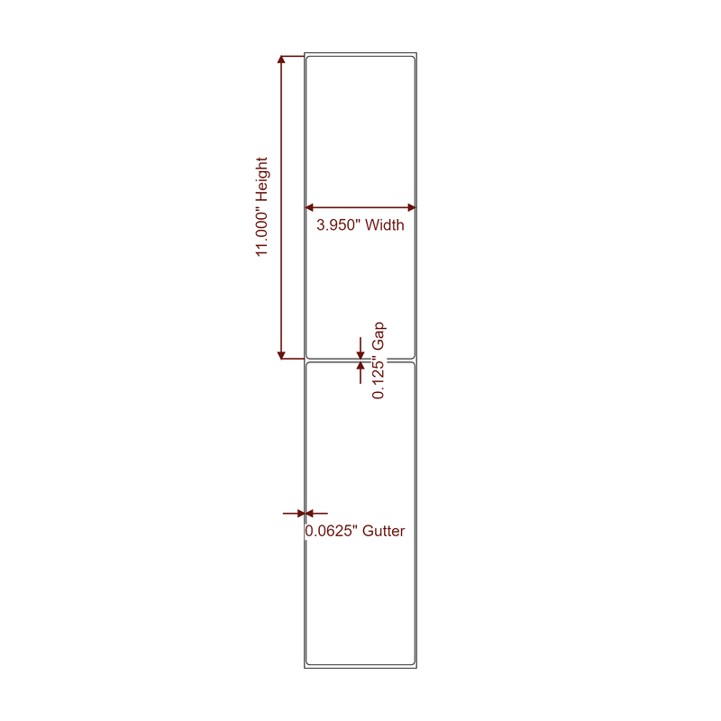 3.95" x 11" Inkjet Label Rolls | Fits Epson ColorWorks, VIPColor & Primera - Label Diagram