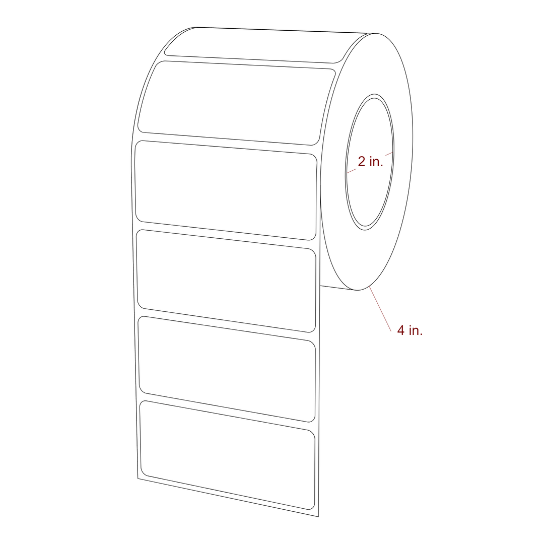 3 Inch x 1.25 Inch Rectangle Inkjet Label Roll - 2 Inch Core - 4 Inch Roll OD - 3D Perspective