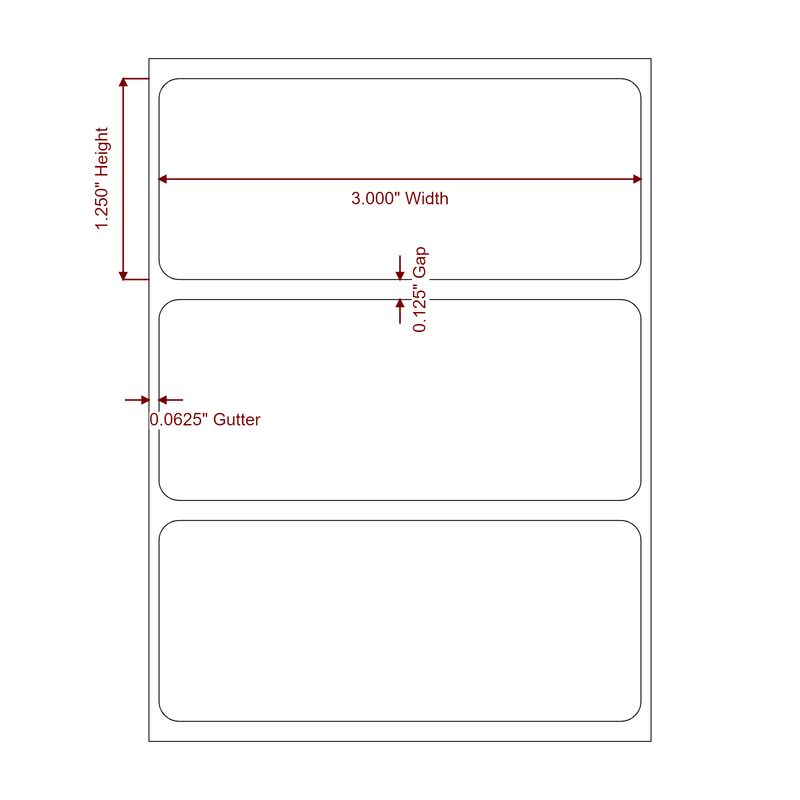 3" x 1.25" Inkjet Label Rolls | Fits Epson ColorWorks, VIPColor & Primera - Label Diagram