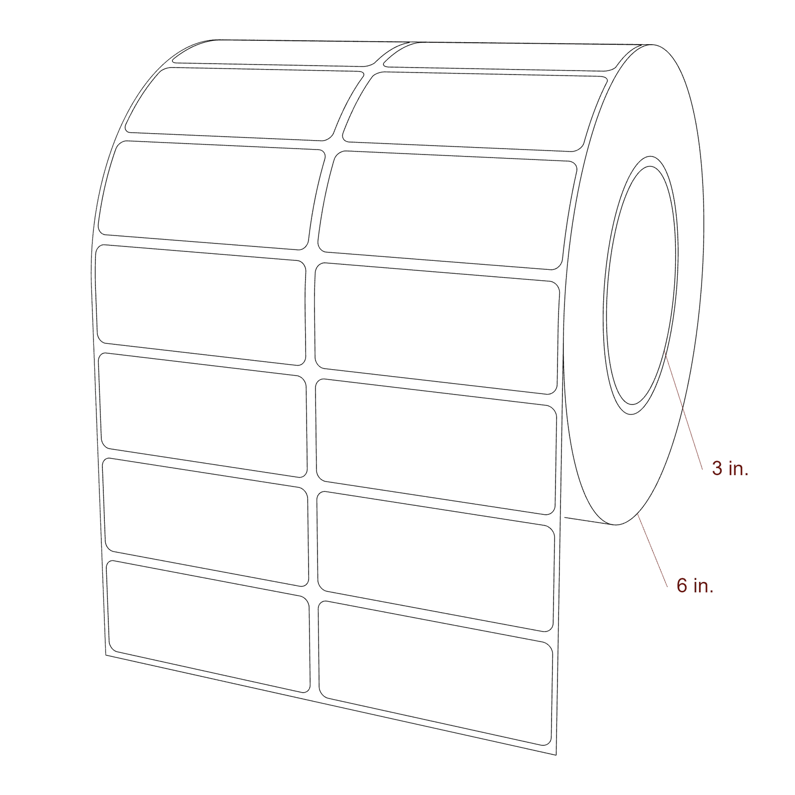 3" x 1.25" Rectangle Roll for Epson ColorWorks, VIPColor & Primera Printers; 3" x 1.25" Rectangle Label Diagram