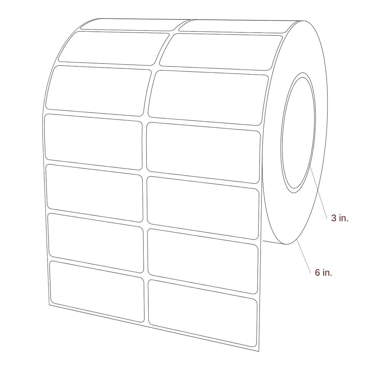 3" x 1.25" Rectangle Roll for Epson ColorWorks, VIPColor & Primera Printers; 3" x 1.25" Rectangle Label Diagram