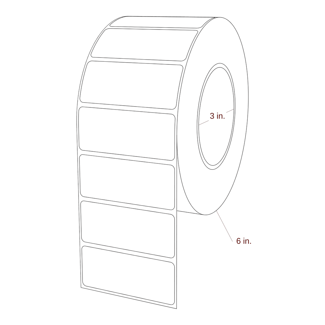 3" x 1.25" Rectangle Roll for Epson ColorWorks, VIPColor & Primera Printers; 3" x 1.25" Rectangle Label Diagram