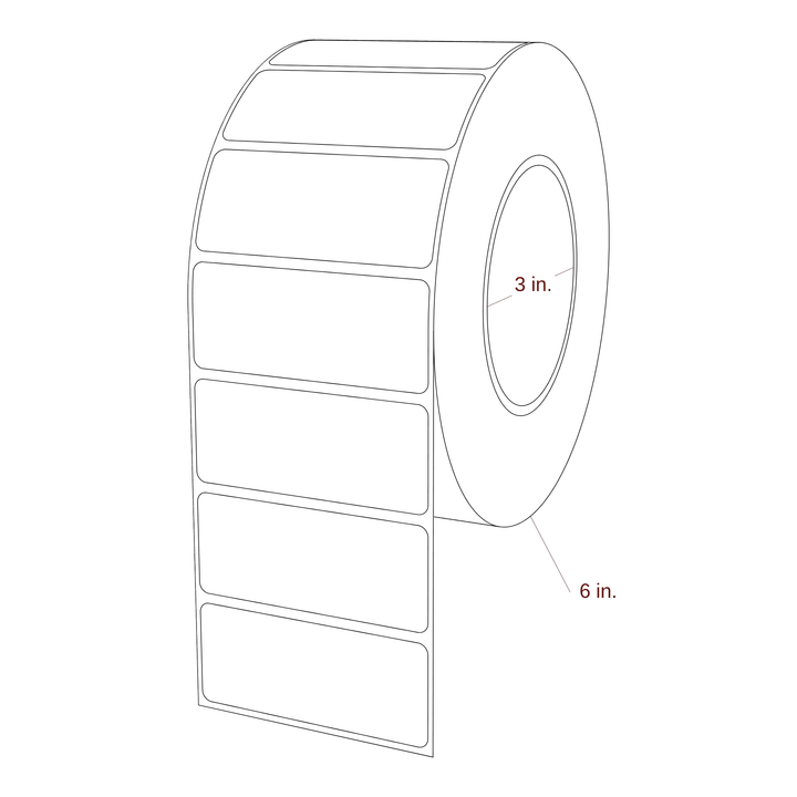 3" x 1.25" Rectangle Roll for Epson ColorWorks, VIPColor & Primera Printers; 3" x 1.25" Rectangle Label Diagram