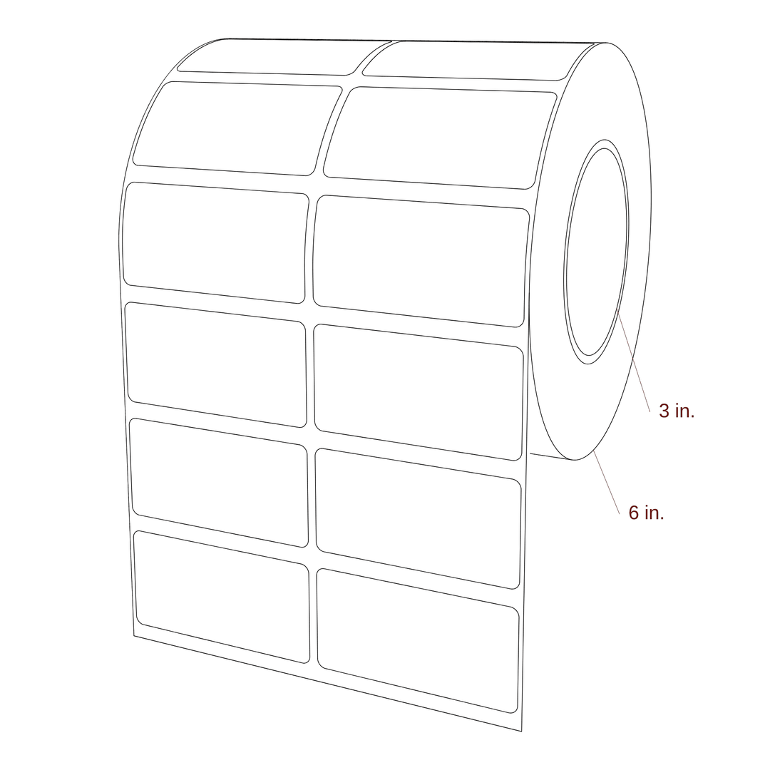 3" x 1.5" Rectangle Roll for Epson ColorWorks, VIPColor & Primera Printers; 3" x 1.5" Rectangle Label Diagram
