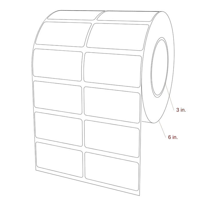 3" x 1.5" Rectangle Roll for Epson ColorWorks, VIPColor & Primera Printers; 3" x 1.5" Rectangle Label Diagram