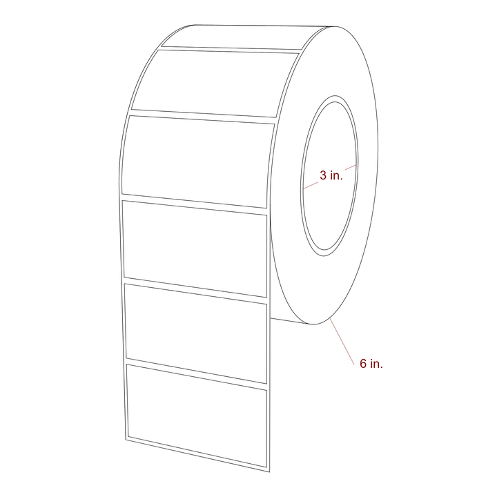Rectangle Inkjet Labels 3X1 5 On A Roll - 3 Inch Core - 6 Inch OD - 3D Perspective