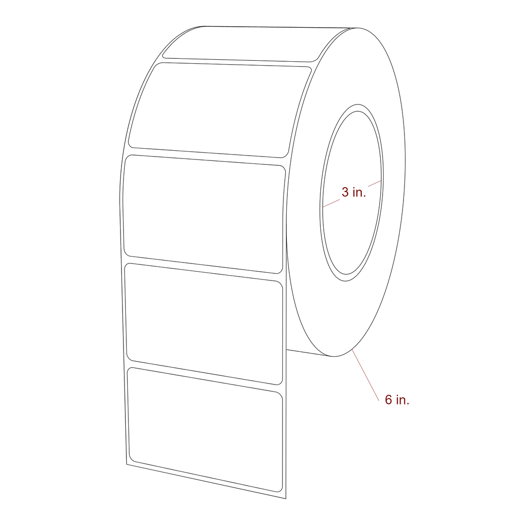 3 Inch x 1.75 Inch Rectangle Inkjet Label Roll - 3 Inch Core - 6 Inch Roll OD - 3D Perspective