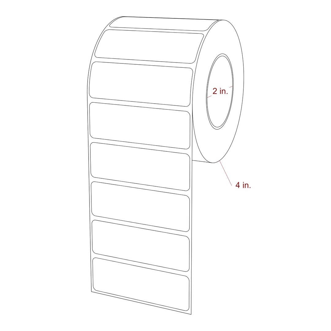 3 Inch x 1 Inch Rectangle Inkjet Label Roll - 2 Inch Core - 4 Inch Roll OD - 3D Perspective