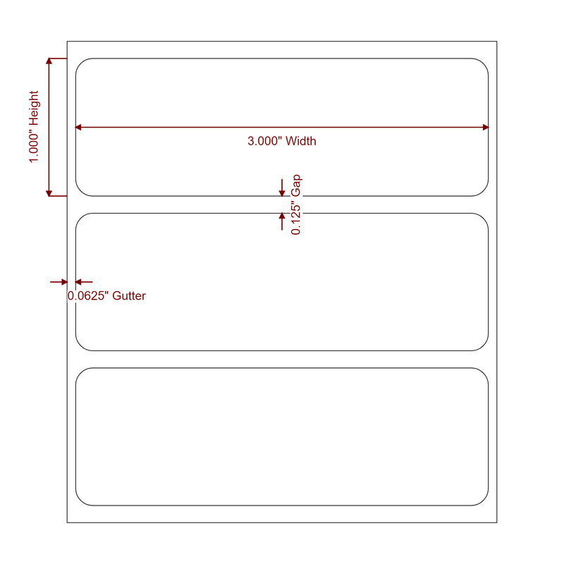3" x 1" Inkjet Label Rolls | Fits Epson ColorWorks, VIPColor & Primera - Label Diagram