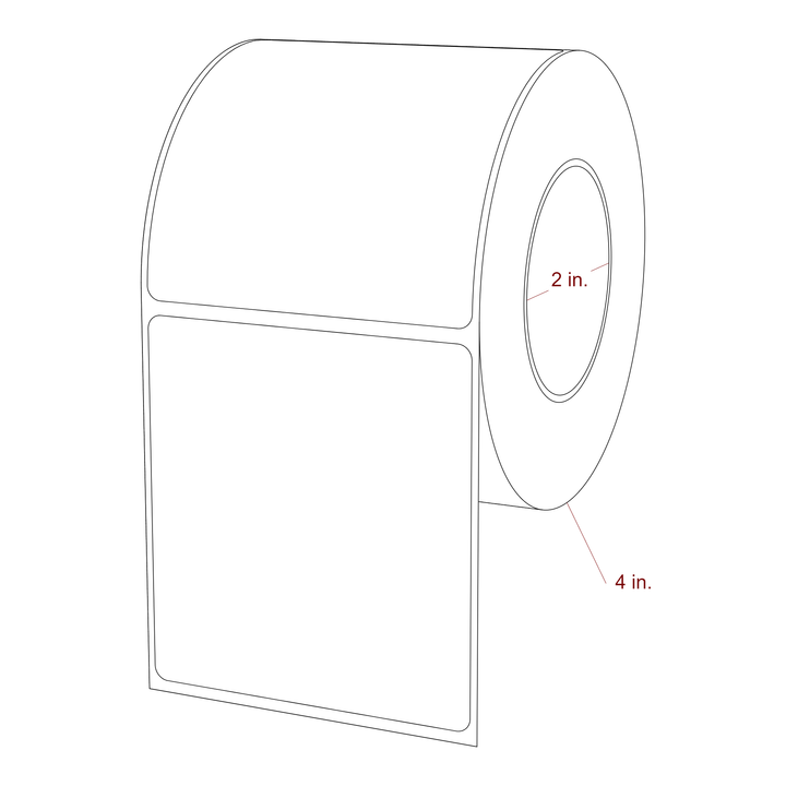 3 Inch x 3.25 Inch Rectangle Inkjet Label Roll - 2 Inch Core - 4 Inch Roll OD - 3D Perspective