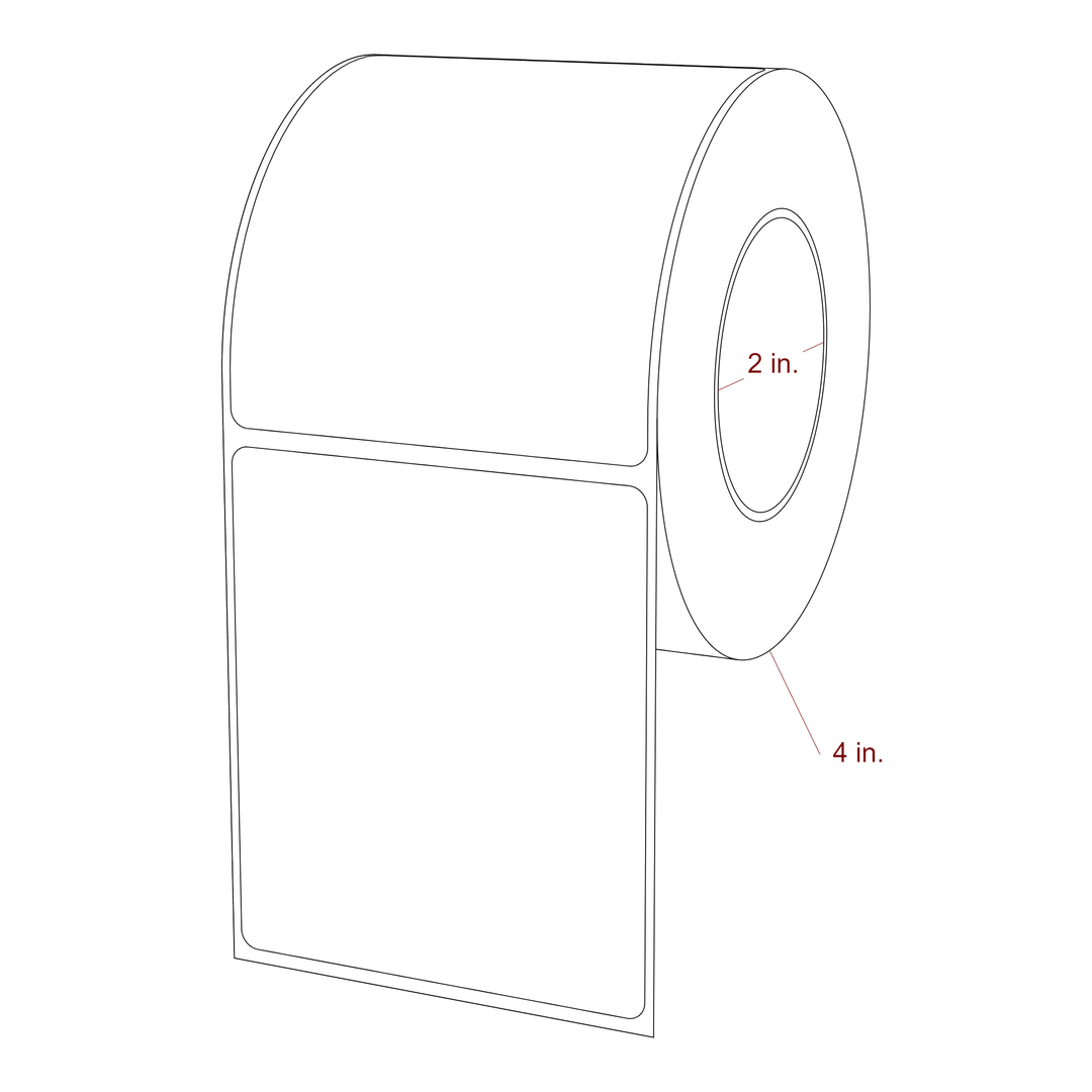 3 Inch x 3.5 Inch Rectangle Inkjet Label Roll - 2 Inch Core - 4 Inch Roll OD - 3D Perspective