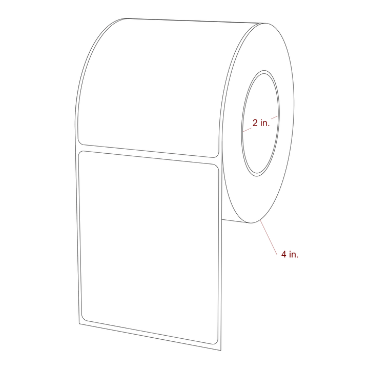 3 Inch x 3.5 Inch Rectangle Inkjet Label Roll - 2 Inch Core - 4 Inch Roll OD - 3D Perspective