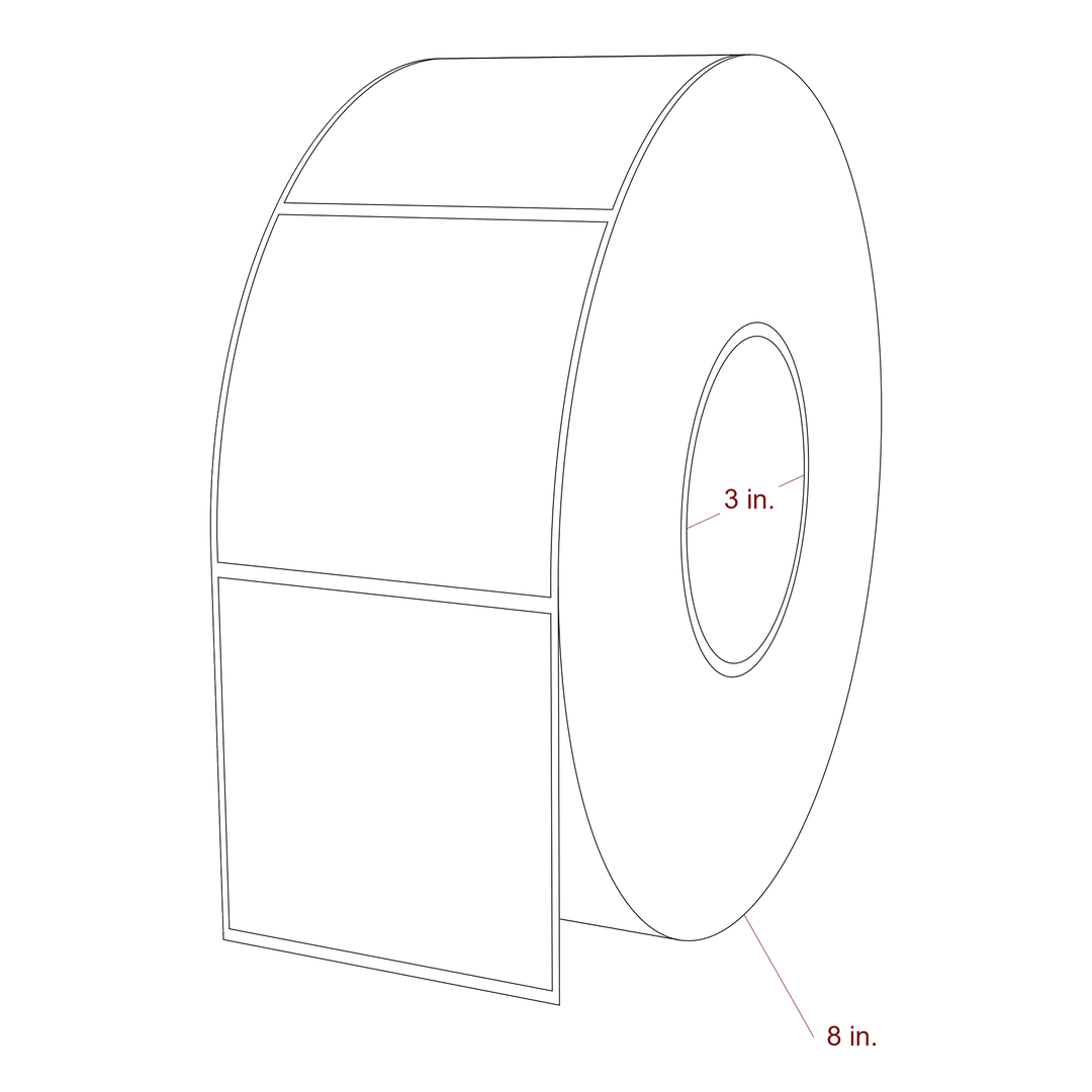 3" x 3" Rectangle Roll for Epson ColorWorks & VIPColor Printers; 3" x 3" Rectangle Label Diagram