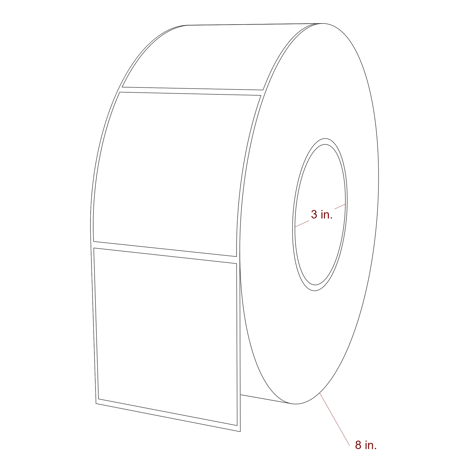 3" x 3" Rectangle Roll for Epson ColorWorks & VIPColor Printers; 3" x 3" Rectangle Label Diagram