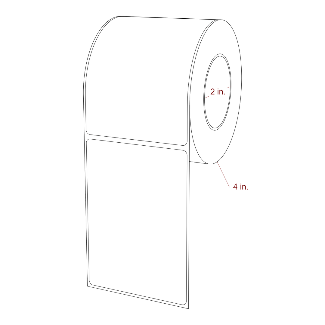 3 Inch x 4.25 Inch Rectangle Inkjet Label Roll - 2 Inch Core - 4 Inch Roll OD - 3D Perspective