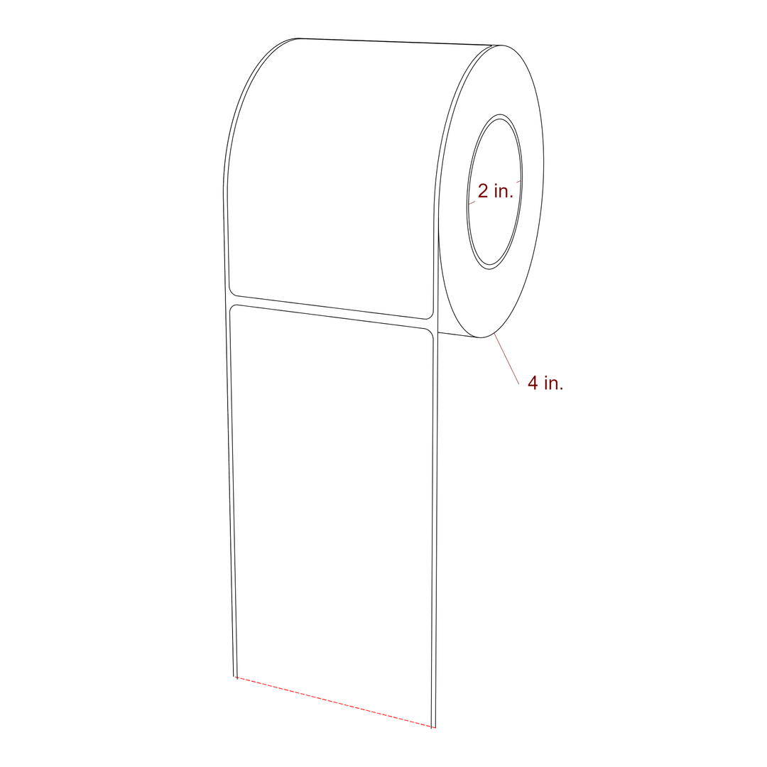3 Inch x 4.5 Inch Rectangle Inkjet Label Roll - 2 Inch Core - 4 Inch Roll OD - 3D Perspective