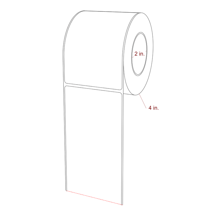 3 Inch x 4.5 Inch Rectangle Inkjet Label Roll - 2 Inch Core - 4 Inch Roll OD - 3D Perspective