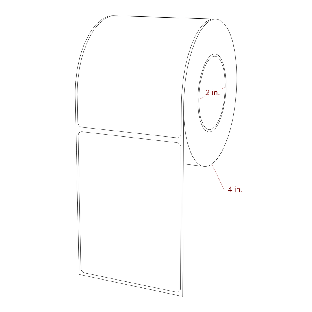 3 Inch x 4 Inch Rectangle Inkjet Label Roll - 2 Inch Core - 4 Inch Roll OD - 3D Perspective