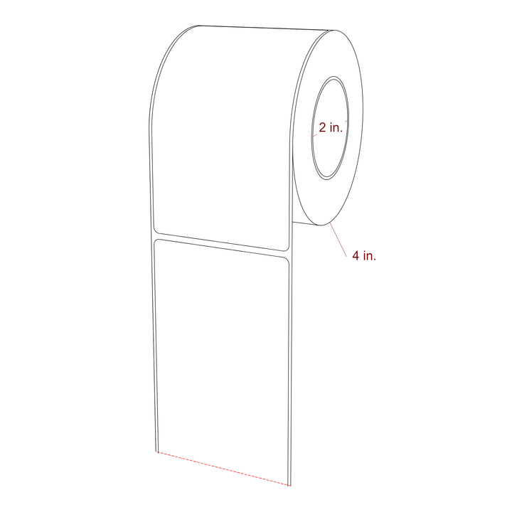 3 Inch x 5.25 Inch Rectangle Inkjet Label Roll - 2 Inch Core - 4 Inch Roll OD - 3D Perspective