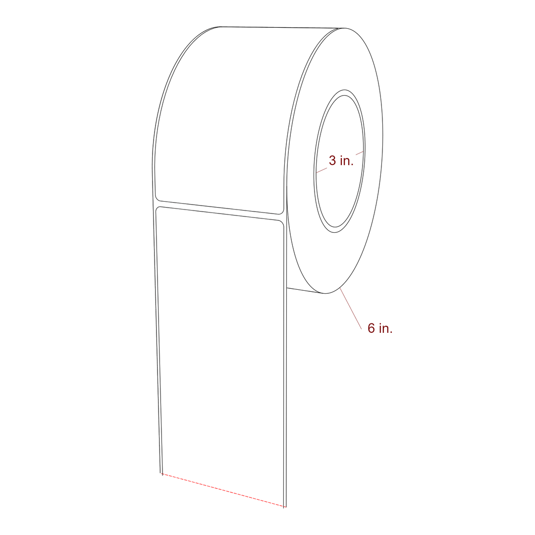3 Inch x 5.25 Inch Rectangle Inkjet Label Roll - 3 Inch Core - 6 Inch Roll OD - 3D Perspective