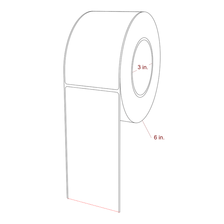 3 Inch x 5.25 Inch Rectangle Inkjet Label Roll - 3 Inch Core - 6 Inch Roll OD - 3D Perspective