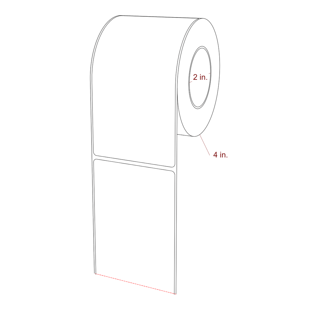 3 Inch x 5.75 Inch Rectangle Inkjet Label Roll - 2 Inch Core - 4 Inch Roll OD - 3D Perspective