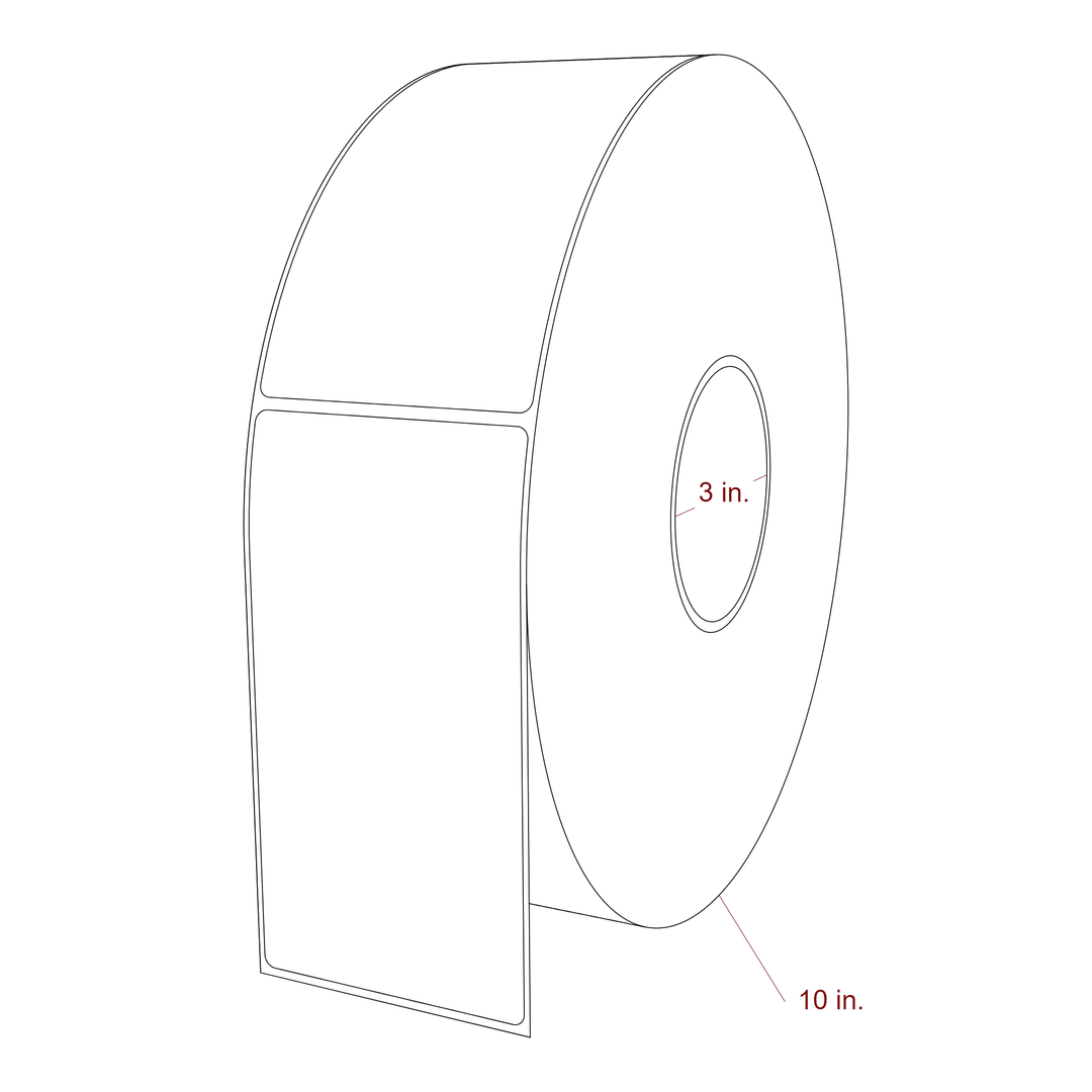 3 Inch x 5.75 Inch Rectangle Inkjet Label Roll - 3 Inch Core - 10 Inch Roll OD - 3D Perspective