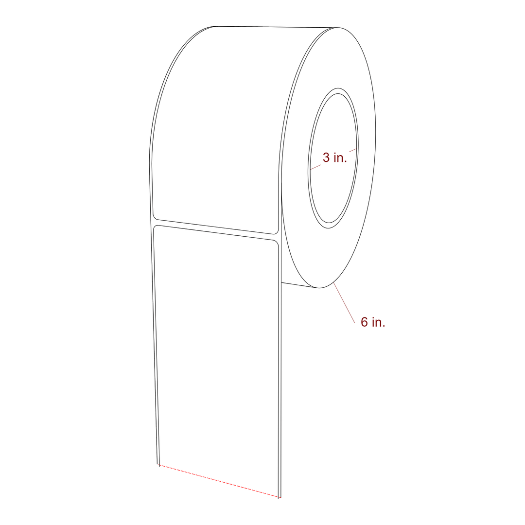3 Inch x 5.75 Inch Rectangle Inkjet Label Roll - 3 Inch Core - 6 Inch Roll OD - 3D Perspective