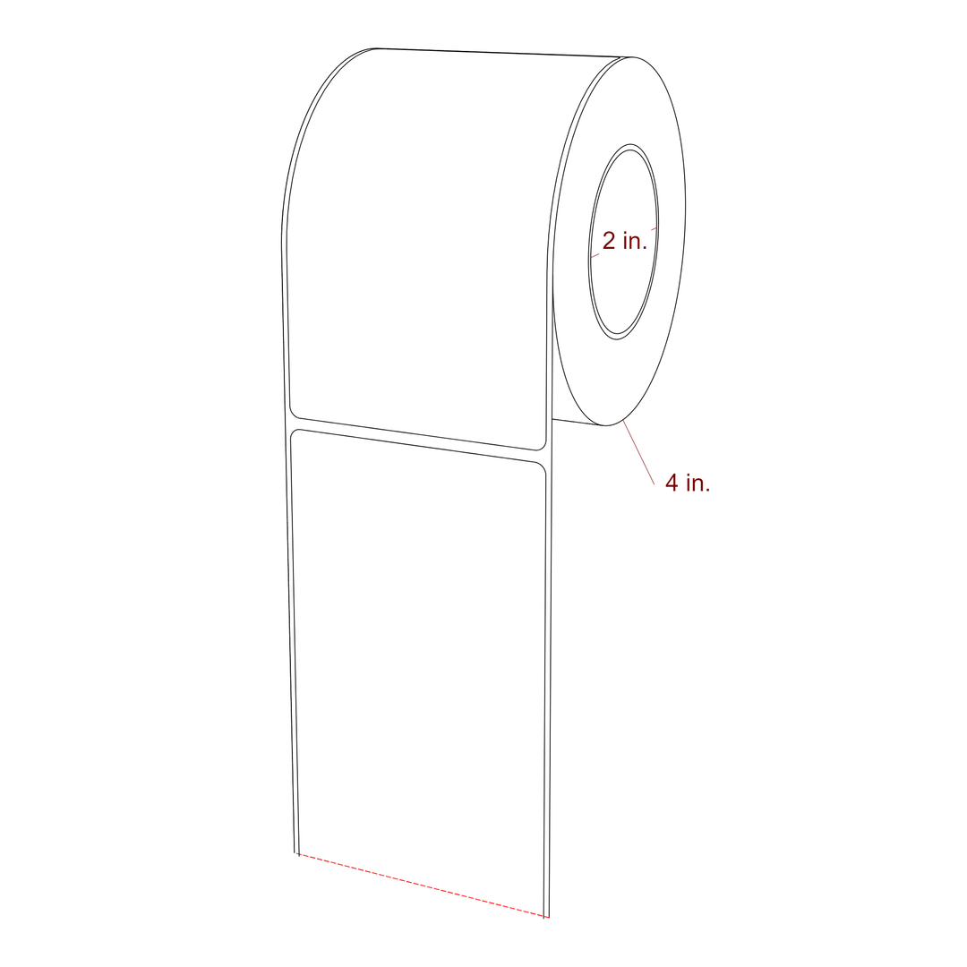3 Inch x 5 Inch Rectangle Inkjet Label Roll - 2 Inch Core - 4 Inch Roll OD - 3D Perspective