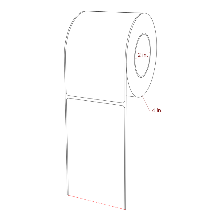 3 Inch x 5 Inch Rectangle Inkjet Label Roll - 2 Inch Core - 4 Inch Roll OD - 3D Perspective